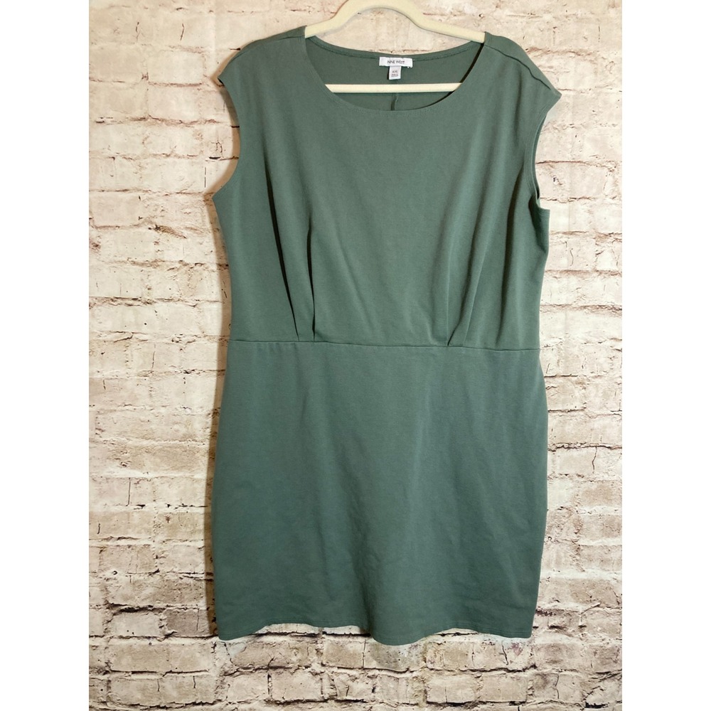 Nine West A Line Dress Womens XXL Sage Green Pullover Stretch Office Career Wear